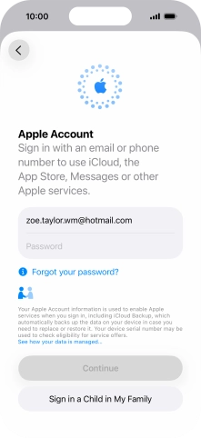 Press Password and key in the password for your Apple Account.