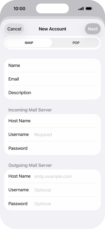 Press IMAP.