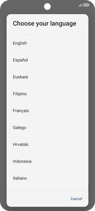 Press the required language.