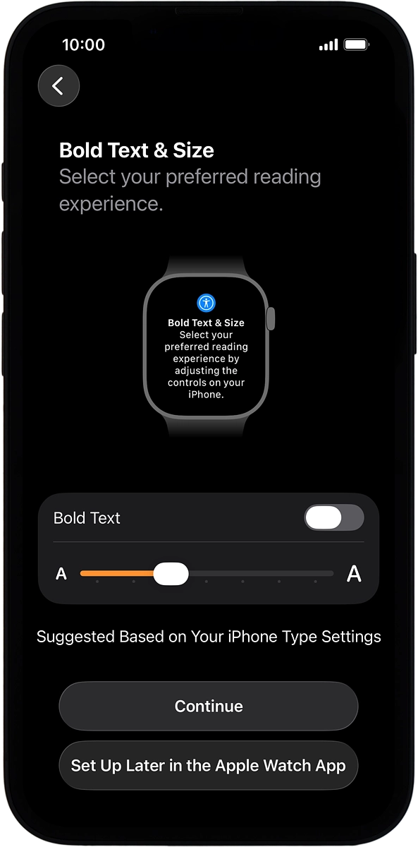 On your phone: Follow the instructions on the screen to select the required settings and press Continue.