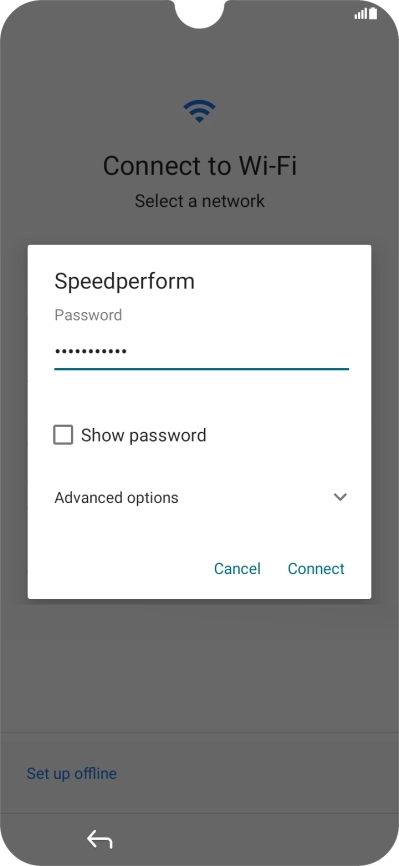Key in the password for the Wi-Fi network and press Connect.