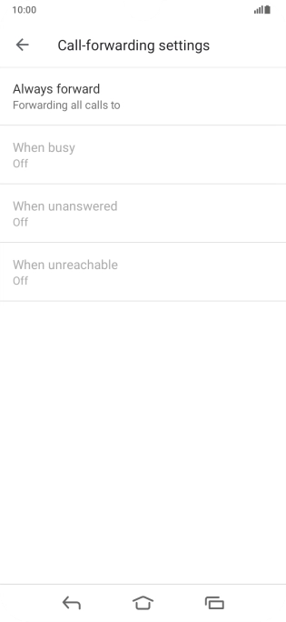 Press the required divert type. Press the required divert type.