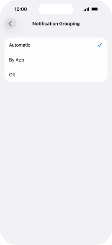 Press the required setting.
