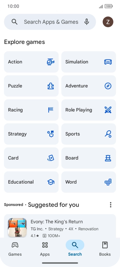 Press the search field. Press the search field.