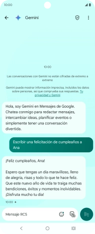 La propuesta de texto de Gemini se visualiza ahora en la pantalla. La propuesta de texto de Gemini se visualiza ahora en la pantalla.