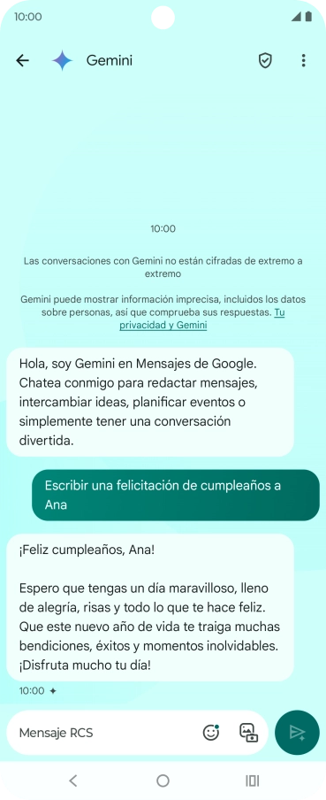La propuesta de texto de Gemini se visualiza ahora en la pantalla. La propuesta de texto de Gemini se visualiza ahora en la pantalla.