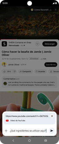 Sigue las indicaciones de la pantalla para escribir o decir en alto la pregunta que quieres hacer del vídeo. Sigue las indicaciones de la pantalla para escribir o decir en alto la pregunta que quieres hacer del vídeo.