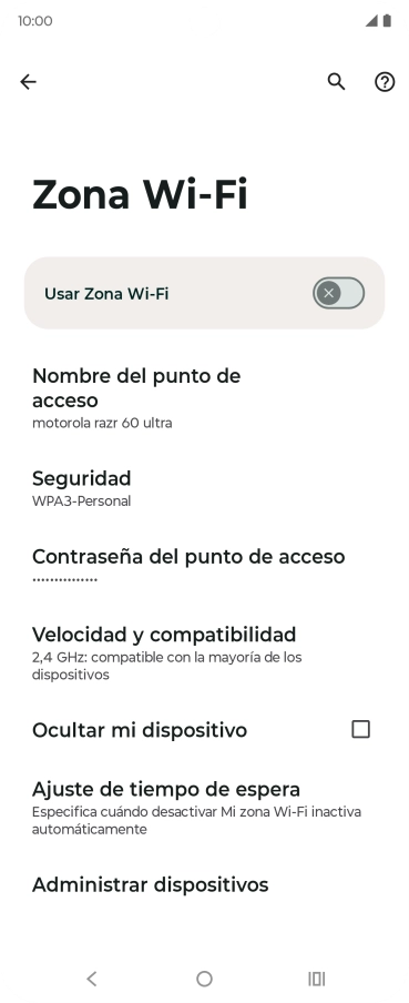 Pulsa Contraseña del punto de acceso. Pulsa Contraseña del punto de acceso.