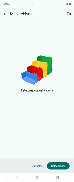 Si deseas crear una nueva carpeta, pulsa el icono de nueva carpeta y sigue las indicaciones de la pantalla para crearla. Si deseas crear una nueva carpeta, pulsa el icono de nueva carpeta y sigue las indicaciones de la pantalla para crearla.