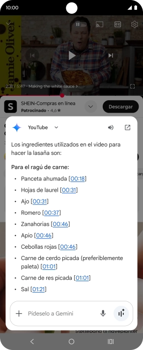 La respuesta de Gemini a tu pregunta se visualiza ahora en la pantalla. La respuesta de Gemini a tu pregunta se visualiza ahora en la pantalla.