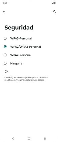 Pulsa WPA3-Personal para proteger la conexión wifi con una contraseña. Pulsa WPA3-Personal para proteger la conexión wifi con una contraseña.