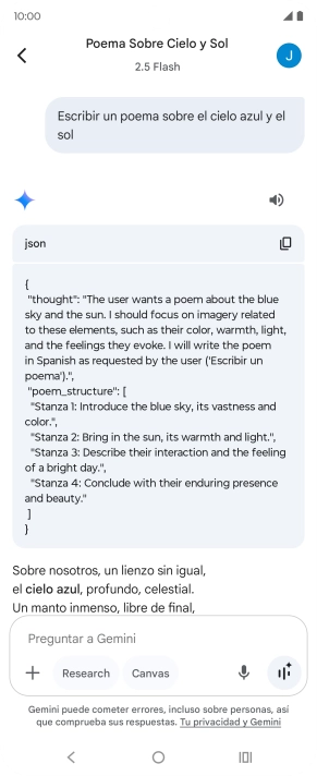 A Gemini le puedes pedir que genere un texto a partir de una descripción tuya. A Gemini le puedes pedir que genere un texto a partir de una descripción tuya.