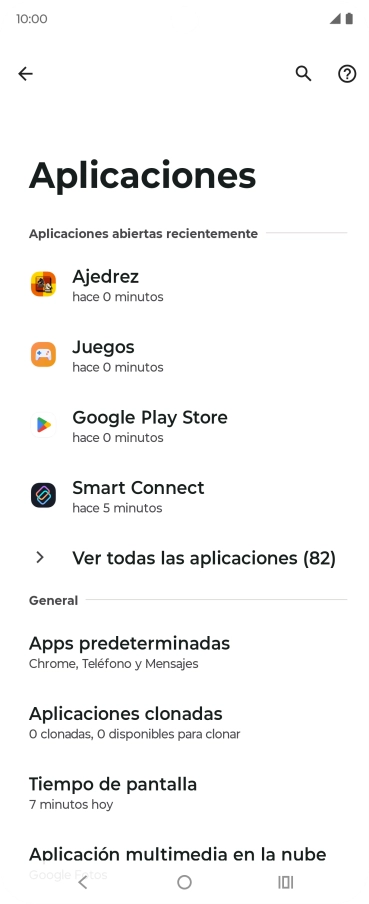 Pulsa Ver todas las aplicaciones (X).