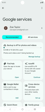 Press Manage backup.
