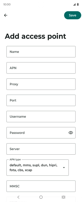 Press Name and key in Vodafone Internet.