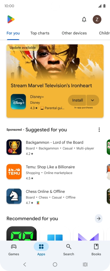 Press the profile icon.