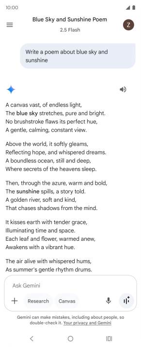 You can ask Gemini to generate a text based on your description.