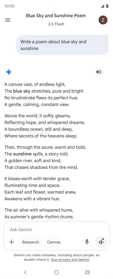 You can ask Gemini to generate a text based on your description.