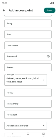 Press Authentication type.