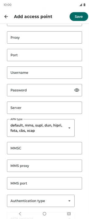Press Authentication type.