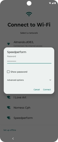 Key in the password for the Wi-Fi network and press Connect.