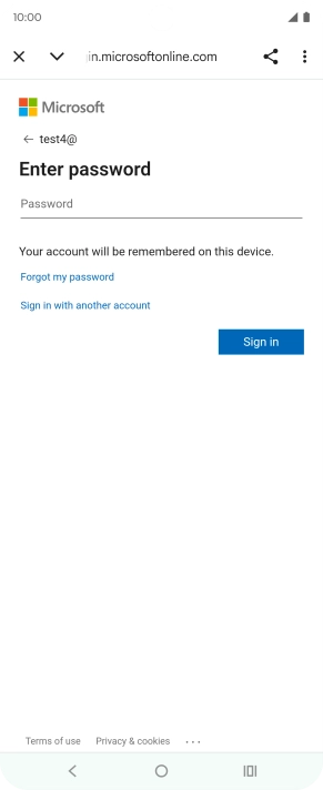 Press Password and key in the password for your email account.