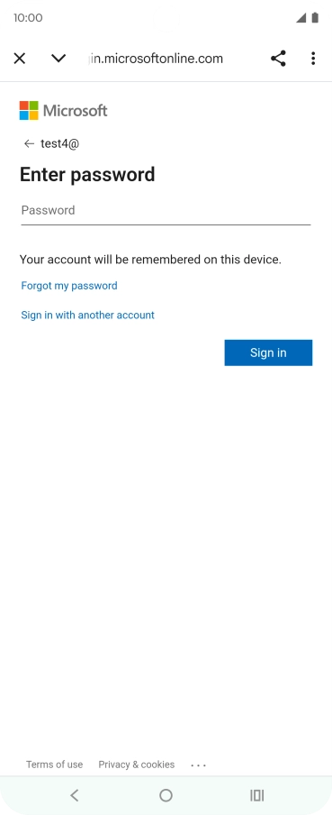 Press Password and key in the password for your email account.
