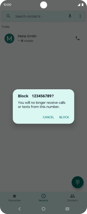Press BLOCK to block the number.