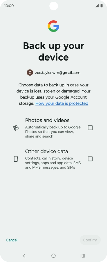 Press the fields next to the required data types to select them.