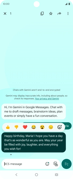 Press and hold the text suggestion from Gemini. Follow the instructions on the screen to use the text suggestion.