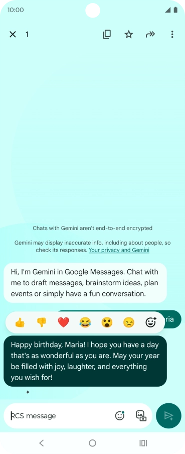 Press and hold the text suggestion from Gemini. Follow the instructions on the screen to use the text suggestion.
