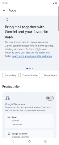 Press the indicator next to the required extension to turn on the function.