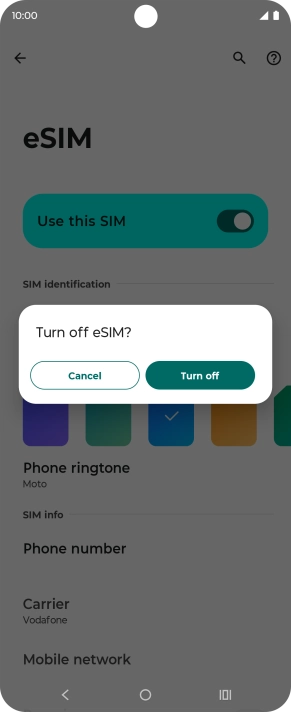If you turn off the function, press Turn off.