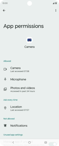 The app activity for the selected app is displayed.