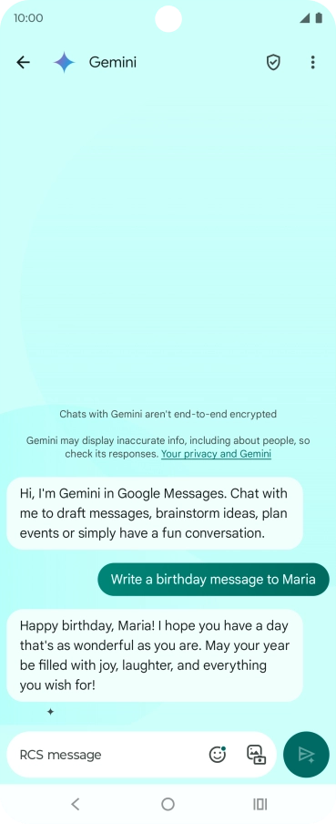 The text suggestion from Gemini is displayed.