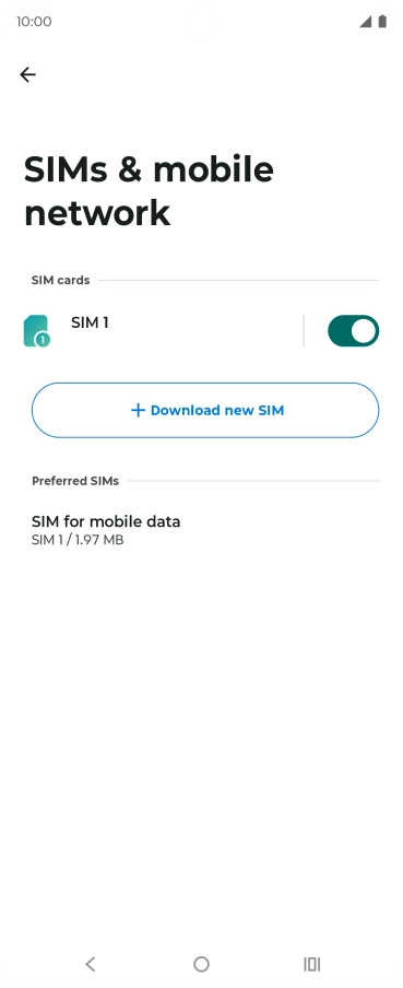 Press SIM for mobile data.