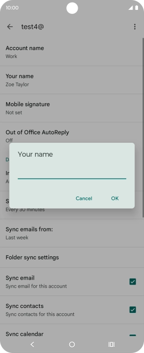 Key in the required sender name and press OK.