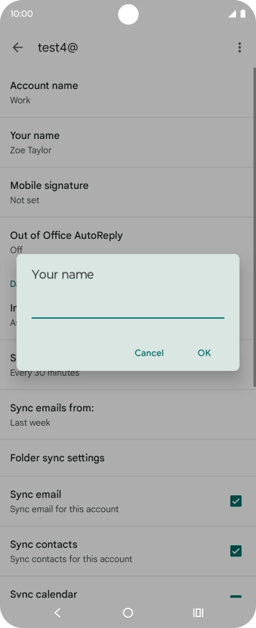 Key in the required sender name and press OK.