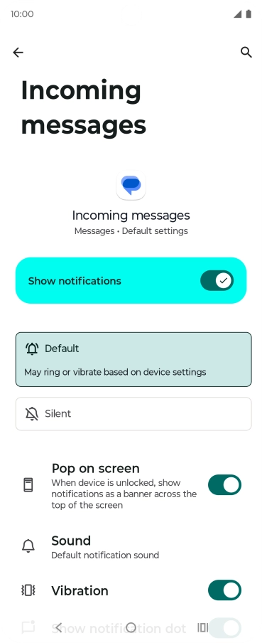 Press the indicator next to 