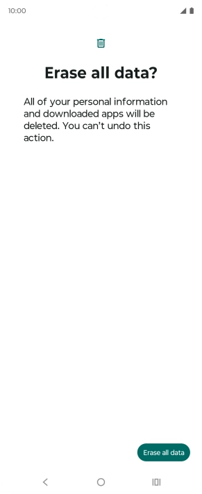 Press Erase all data. Wait a moment while the factory default settings are restored. Follow the instructions on the screen to set up your phone and prepare it for use.