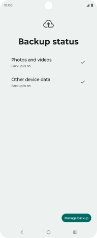 Press Manage backup.