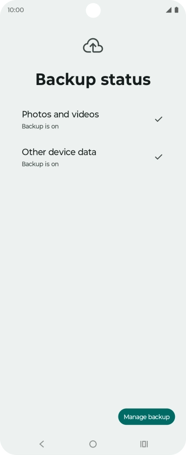 Press Manage backup.