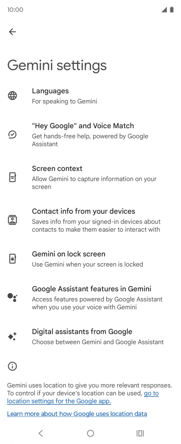 Press Digital assistants from Google.