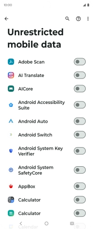 Press the indicators next to the required apps to turn the function on or off.
