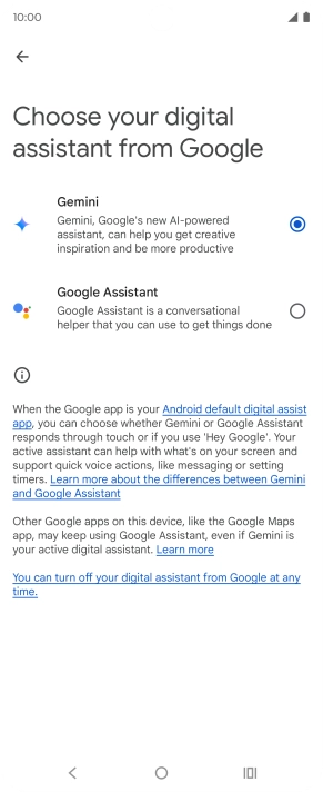 Press the required voice control assistant.