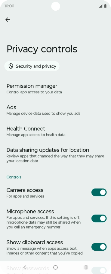 Press Permission manager.