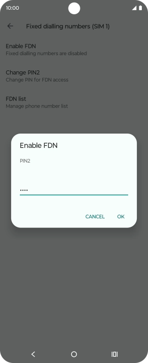 Key in your PIN2 and press OK. The default PIN2 is 1111.