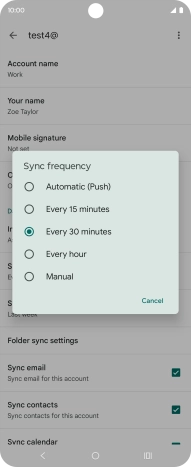 Press the required setting.