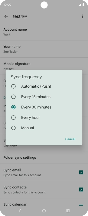 Press the required setting.