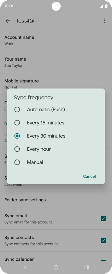 Press the required setting.